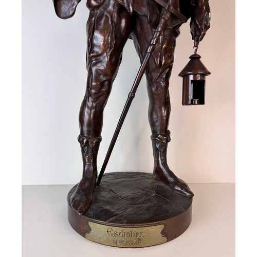 127 - After Emile Louis Picualt (French 1833-1915), bronze figure, Esrholier, 65cms h