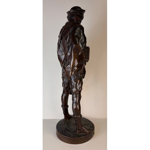 127 - After Emile Louis Picualt (French 1833-1915), bronze figure, Esrholier, 65cms h