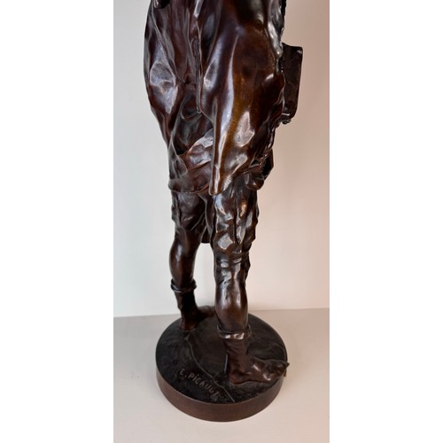 127 - After Emile Louis Picualt (French 1833-1915), bronze figure, Esrholier, 65cms h