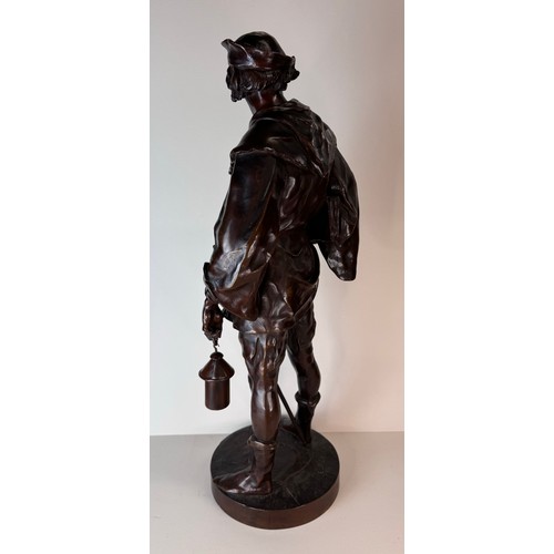 127 - After Emile Louis Picualt (French 1833-1915), bronze figure, Esrholier, 65cms h