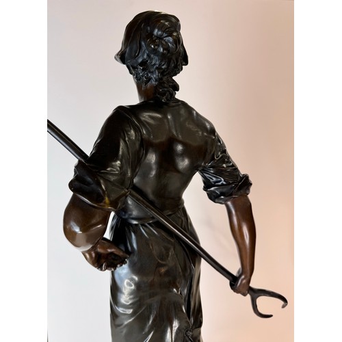 128 - After Edouard Drouot (French 1859-1945), bronze figure, Moissonneuse, 75cms h