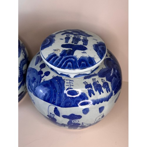 129 - A pair of large Chinese blue and white porcelain ginger jars and covers 24cms h