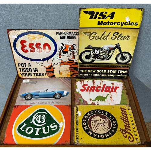 434 - A collection of metal motoring related signs