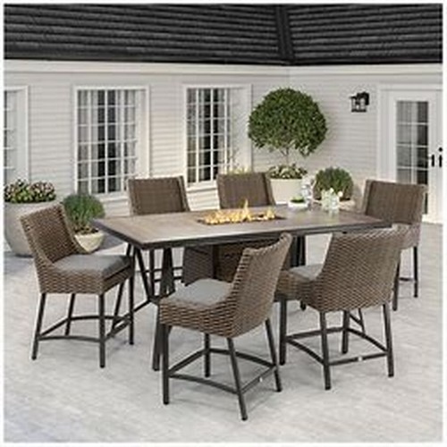 1487 - Agio Portland 7 piece Woven Dining Set, Original RRP £1499.99 + vat - boxed (4208-4) *This lot is su... 