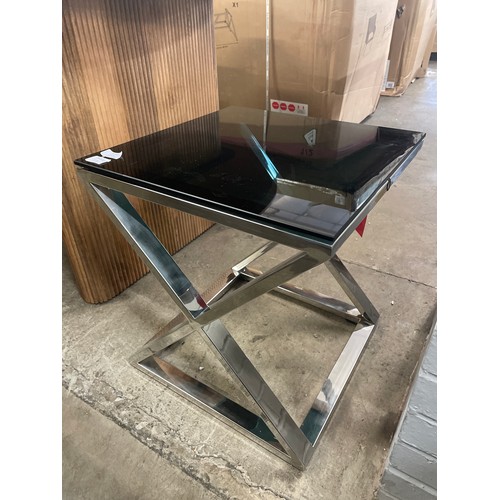 1442 - Chrome and glass lamp table *This lot is subject to VAT