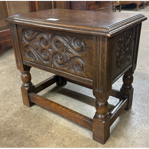 263 - A 17th Century style carved oak shoe box