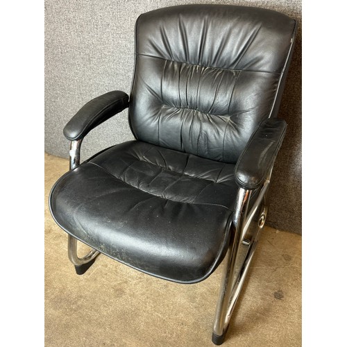 231A - A chrome and black leather desk chair