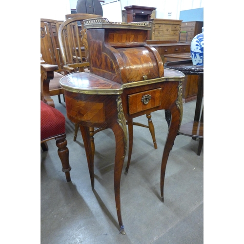 167 - A French Louis XV style parquetry rosewood and gilt metal mounted lady's desk