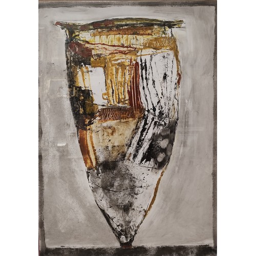 93A - Robin Welch (1936-2019), an abstract, mixed media on card, initialed bottom right, framed, provenanc... 