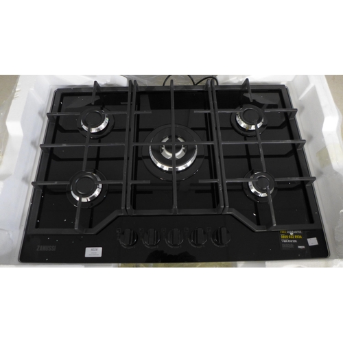 4028 - Zanussi Gas On Glass 5 Burner Hob - model no - ZGGN755K (552-54) *This lot is subject to VAT