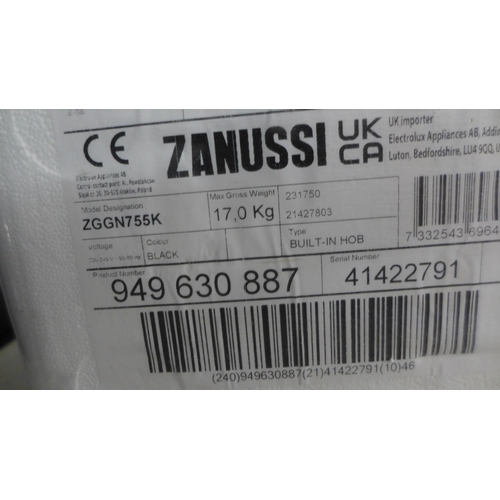 4028 - Zanussi Gas On Glass 5 Burner Hob - model no - ZGGN755K (552-54) *This lot is subject to VAT