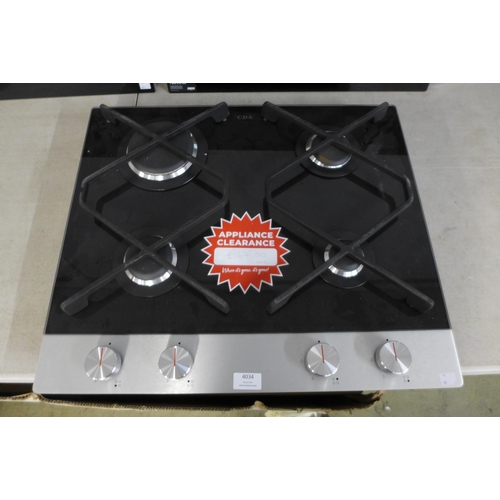 4034 - CDA Gas 4 Burner Hob - model no - HVG680BL (552-89) *This lot is subject to VAT