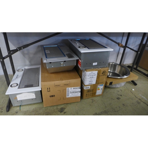 4036 - Two Installation Round Stainless Steel Sinks and 4x Mixed Extractors, brands to include: Bosch & CDA... 