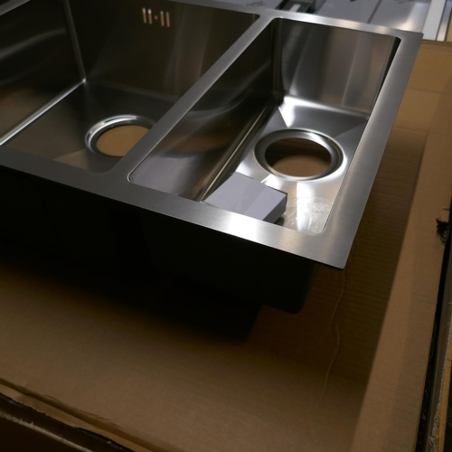 4079 - Brushed Steel 1.5 Bowl Sink (552-110) *This lot is subject to VAT