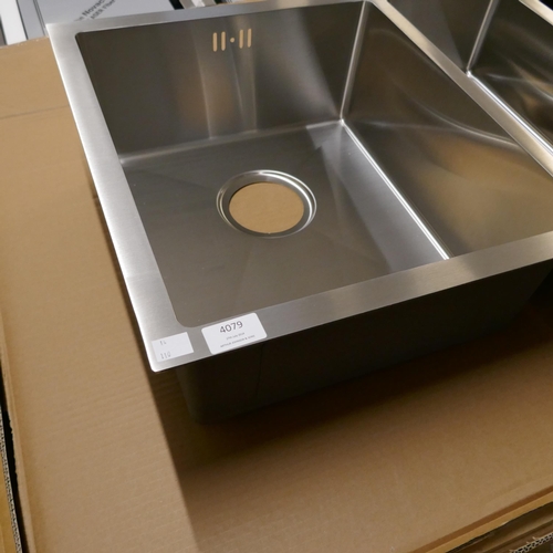 4079 - Brushed Steel 1.5 Bowl Sink (552-110) *This lot is subject to VAT