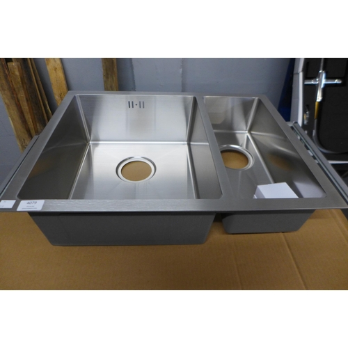 4079 - Brushed Steel 1.5 Bowl Sink (552-110) *This lot is subject to VAT