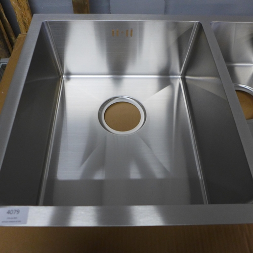 4079 - Brushed Steel 1.5 Bowl Sink (552-110) *This lot is subject to VAT