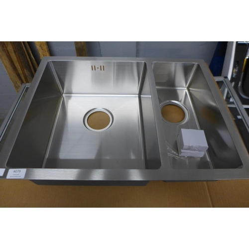 4079 - Brushed Steel 1.5 Bowl Sink (552-110) *This lot is subject to VAT