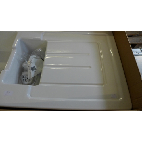 4135 - Madeira 1.5 Bowl RVS Ceramic White Sink  (552-103) *This lot is subject to VAT