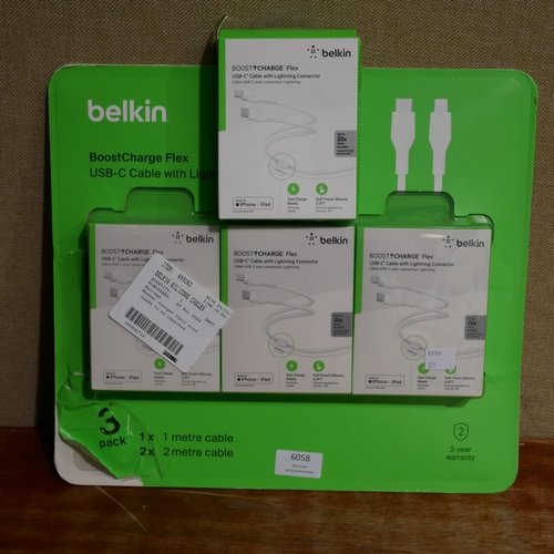 6058 - 4x Belkin Silicone Charging Cables    (325-358) This lot is subject to vat