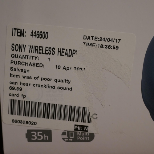 6078 - Sony Wireless Headphones - Model Whch720Nb (326A - 180) *This lot is subject to VAT