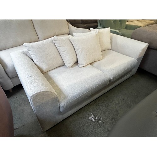 1544 - A white teddy bear fabric upholstered two seater sofa