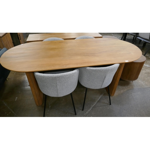 1345 - A Mango wood dining table with four boucle stone chairs  *This lot is subject to VAT RRP £1128