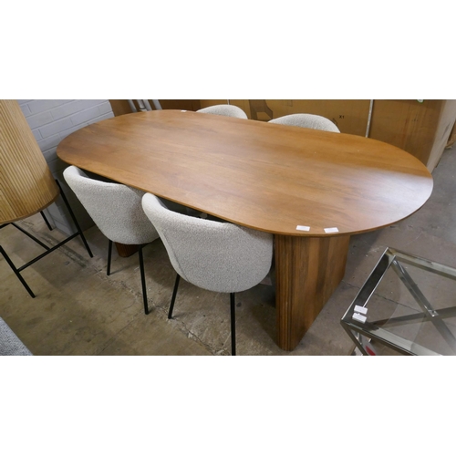 1345 - A Mango wood dining table with four boucle stone chairs  *This lot is subject to VAT RRP £1128