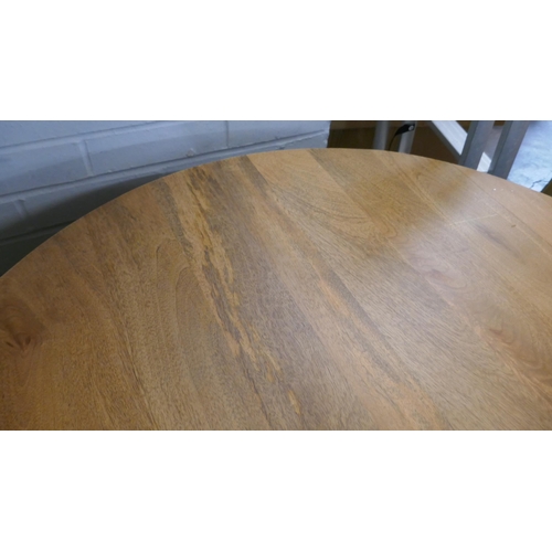 1345 - A Mango wood dining table with four boucle stone chairs  *This lot is subject to VAT RRP £1128