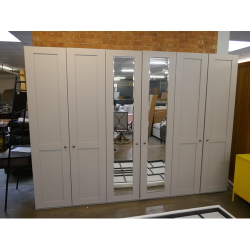 1436 - A Stone six door wardrobe with two mirrored doors *This lot is subject to vat RRP £1700