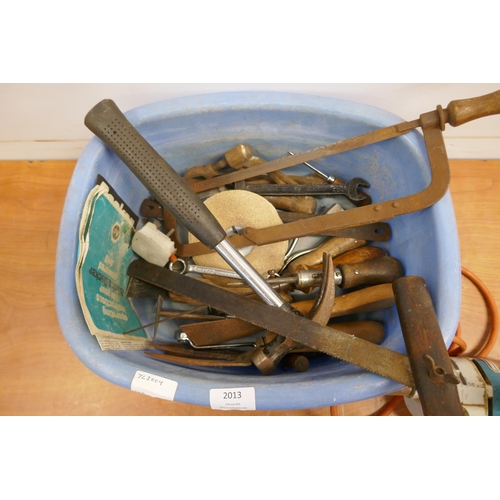 2013 - A quantity of vintage tools including a Black and Decker power drill (failed PAT test due to damaged... 