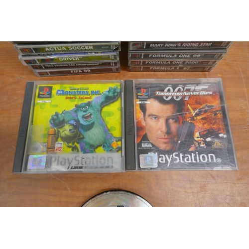 2057 - 19 Playstation 1 games including Actua Soccer, Monsters Inc. Scare Island, Constructor, PGA Tour 96,... 