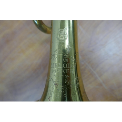 2071 - A Melody Maker brass trumpet with a protective Selmer hard-case and mouthpiece