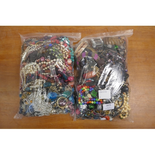 2075 - 2 bags of costume jewellery