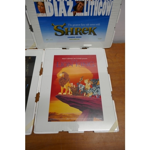 2046 - 11 framed TV and film advertisement posters including Grease, Shrek, The Lion King, Star Wars: Retur... 