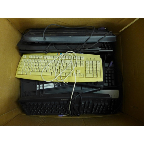 2090 - A large quantity of stereo headphones and a large quantity of assorted computer keyboards including ... 