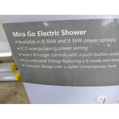 2178 - A Mira Go 8.5kw 240v electric shower kit with  control unit and fittings and a curved shower corner ... 