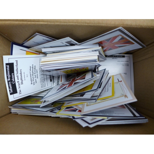 2209 - A large folder of Regimental colours sets and a box of 400 individual cards - includes Welsh Regimen... 