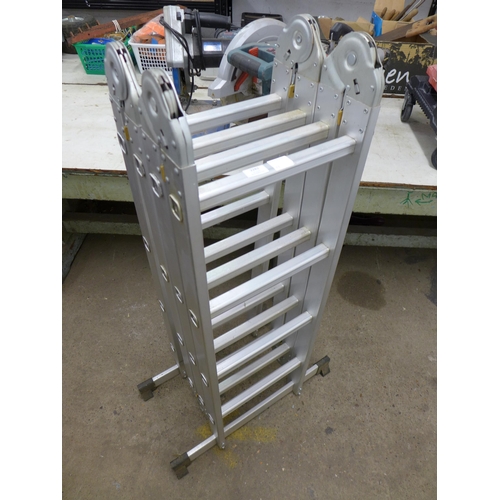 2283 - An aluminium multi-purpose ladder and 3 metal 2-rung step ladders