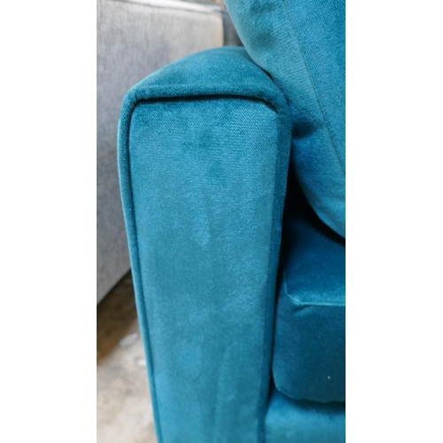 1301 - A teal velvet three seater sofa and two seater sofa RRP £1875