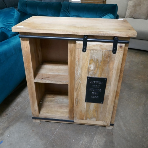 1302 - A hardwood industrial style sideboard with sliding door RRP £478