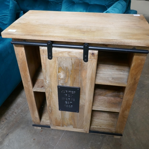 1302 - A hardwood industrial style sideboard with sliding door RRP £478