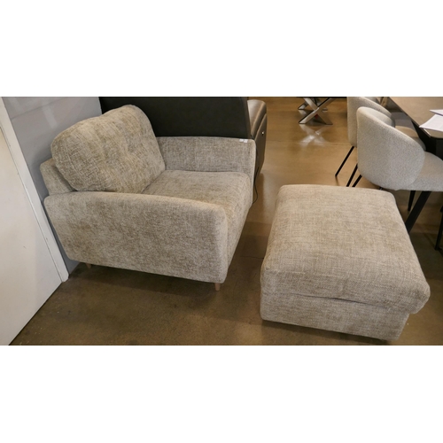 1318 - A grey weave upholstered armchair and footstool