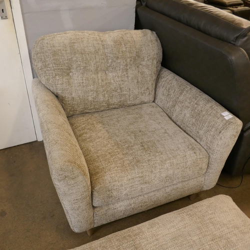 1318 - A grey weave upholstered armchair and footstool