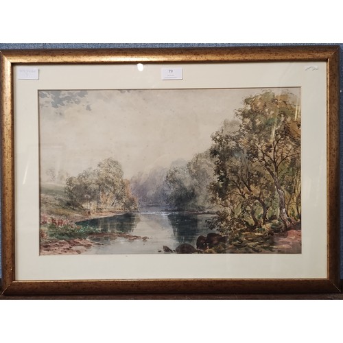 296 - English School (19th Century), river landscape, watercolour, 30 x 48cms, framed