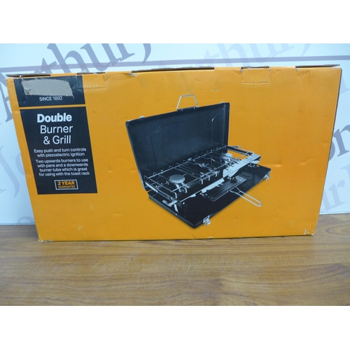 2233 - A Halfords double burner and grill portable hob