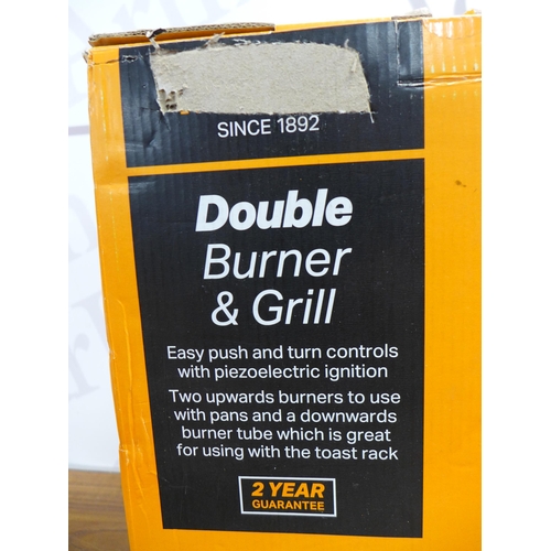 2233 - A Halfords double burner and grill portable hob