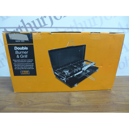 2234 - A Halfords double burner and grill portable hob