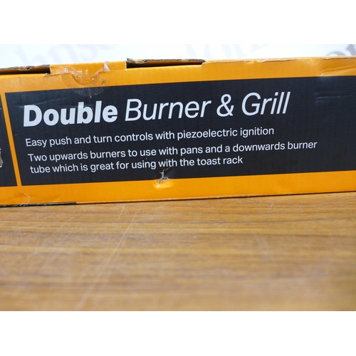 2234 - A Halfords double burner and grill portable hob