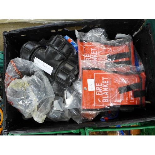 2250 - A large quantity of assorted plumbing fittings, clips, cables and other items including CPVC 20mm fe... 